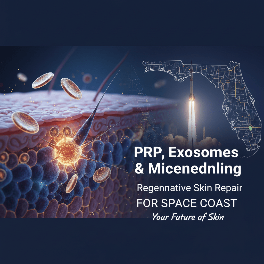 Tratamiento regenerativo de reparación de la piel con PRP, exosomas y microagujas para el rejuvenecimiento de la piel en la Costa Espacial