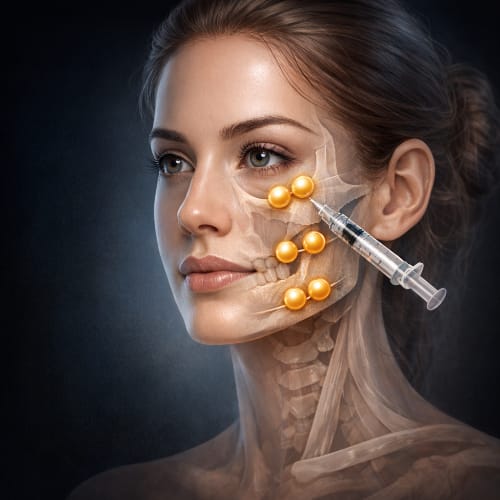 Medical professional performing bone resorption treatment to restore jaw and facial bone structure in a safe, advanced clinic setting.