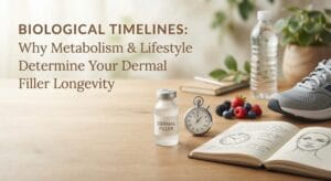 Biological timelines showing how metabolism and lifestyle factors affect dermal filler longevity and aesthetic results