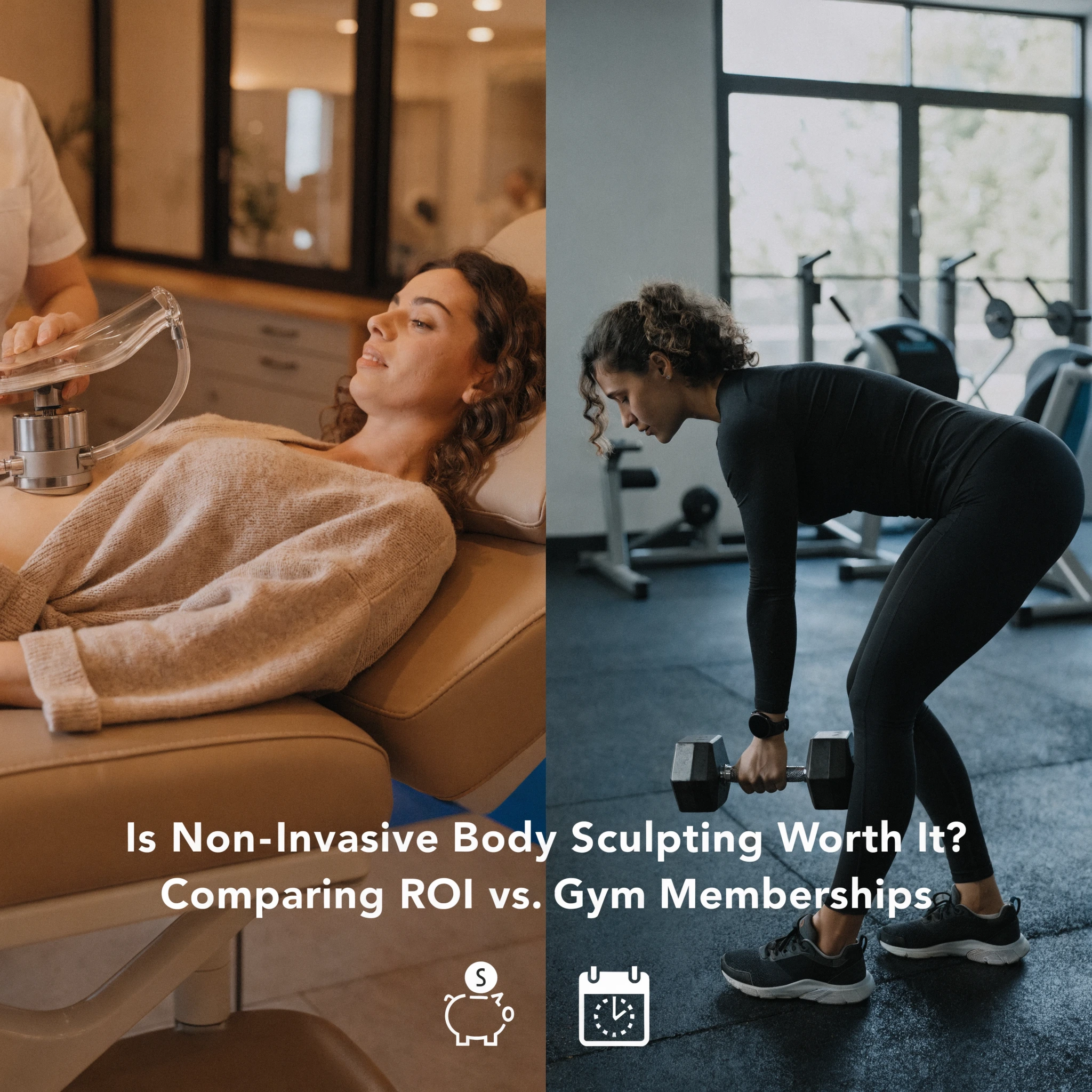 A comparison of non-invasive body sculpting versus gym workouts, focusing on efficiency, cost-effectiveness, and long-term body contouring results offered by Enfield Royal Medspa.