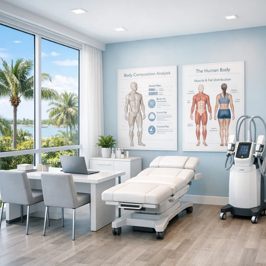 Body sculpting treatment device at Enfield Royal Medspa being used for summer body preparation.