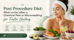 Healthy post procedure diet with nutrient-rich foods to support faster healing after chemical peel and microneedling treatments