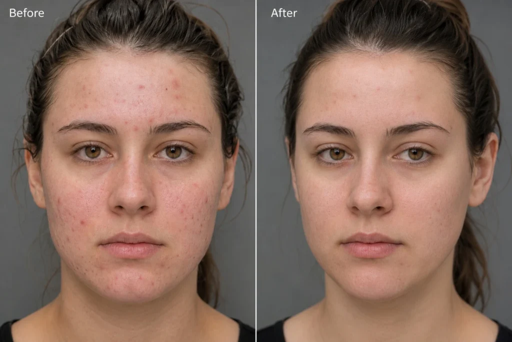 Exosome therapy before and after showing smoother, clearer-looking skin at Enfield Royal Medspa in Branchburg, serving Somerset County