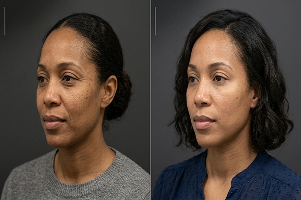 Exosome skin renewal before and after results at Enfield Royal Clinic serving Branchburg and Somerset County, NJ.