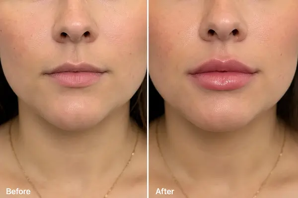 Lip filler before and after volume enhancement results at Enfield Royal Clinic serving Branchburg and Somerset County, NJ.