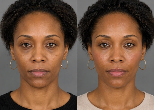 Mid-face cheek filler before and after results at Enfield Royal Clinic serving Branchburg and Somerset County, NJ.