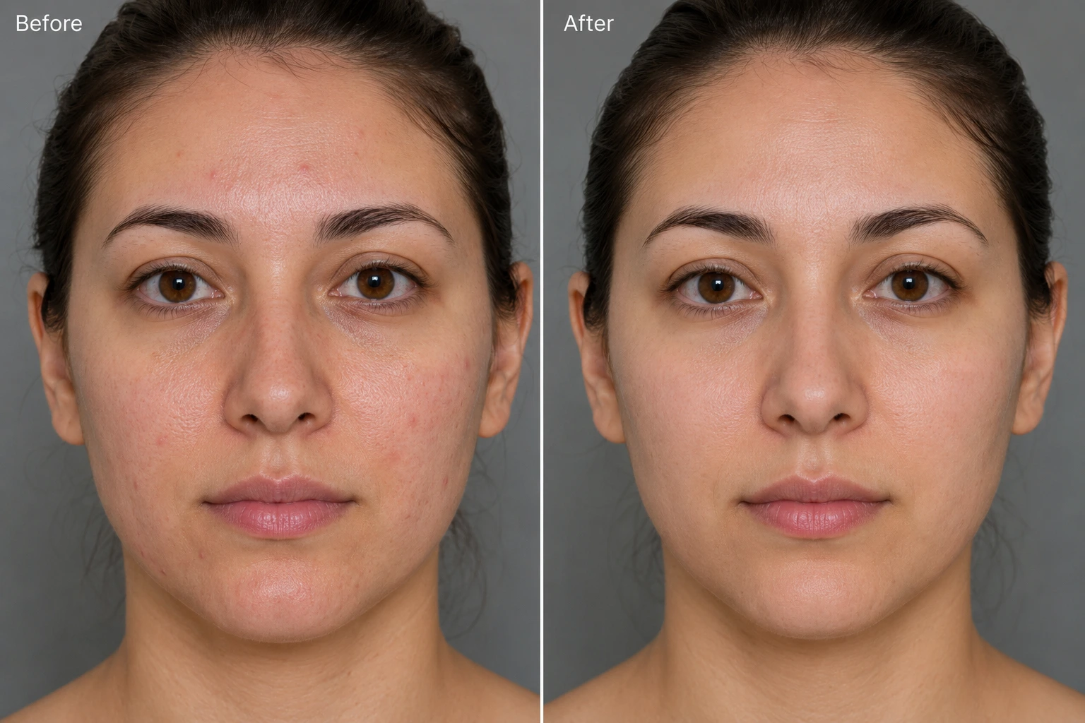 PRP Therapy facial rejuvenation before and after showing improved skin texture and a refreshed, more even-looking complexion at Enfield Royal Medspa Branchburg, Somerset County.