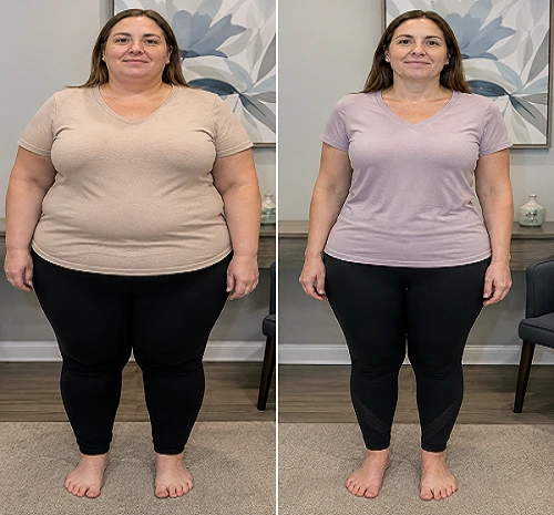 Semaglutide weight management before and after results for abdominal improvement at Enfield Royal Clinic serving Branchburg and Somerset County, NJ.