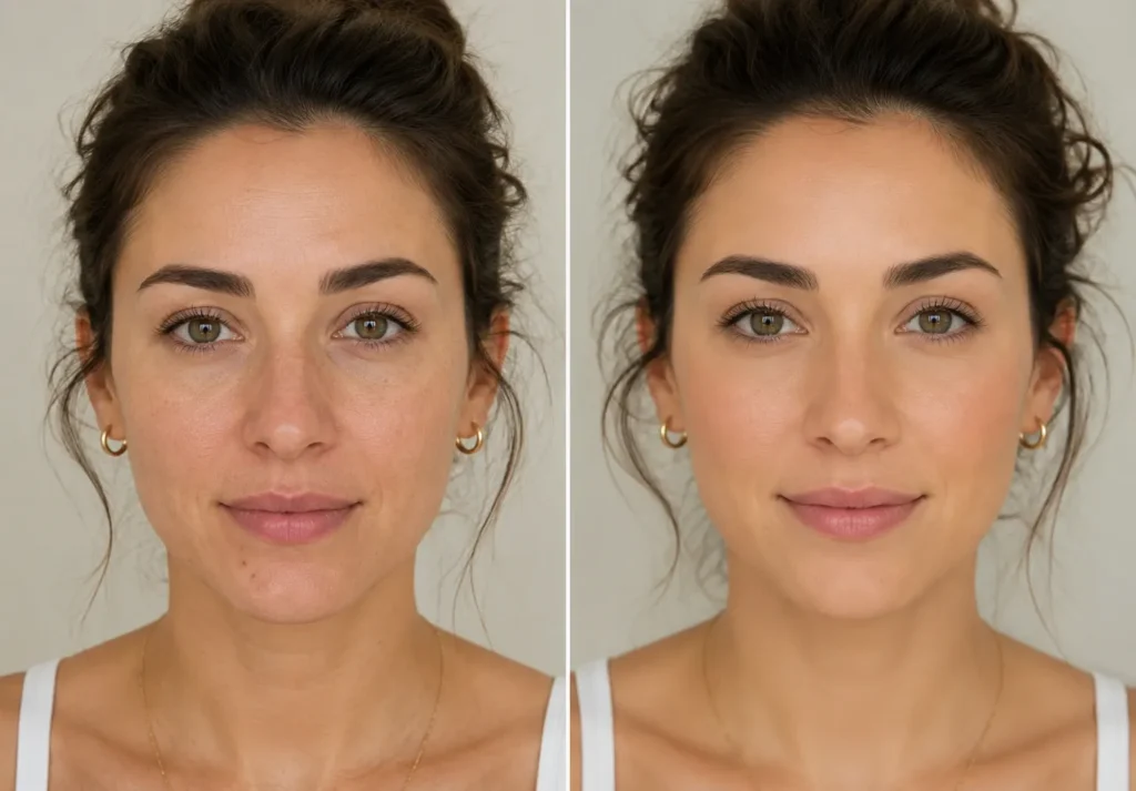 Before and after Dysport treatment showing smoother forehead and overall facial appearance, Enfield Royal Medspa NJ