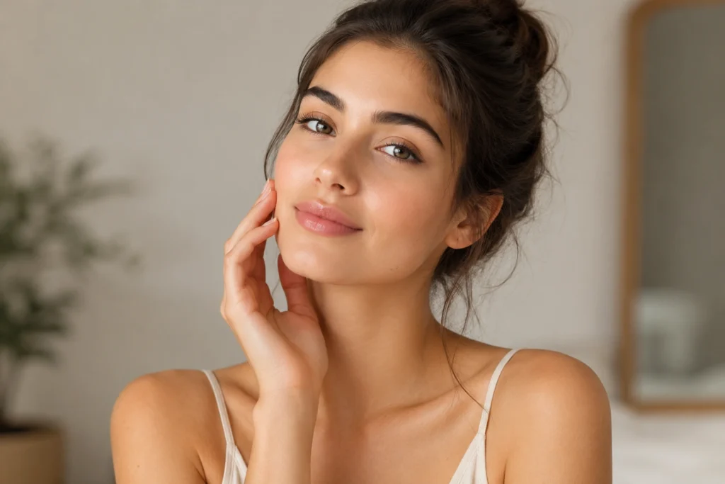 Portrait of a woman with smooth, flawless skin showcasing the natural rejuvenation results of Dysport treatment at Enfield Royal Clinic in Branchburg, serving Somerset County.
