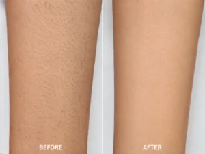Before and after comparison of skin treated with laser hair removal in Raritan, NJ
