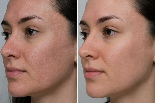 Microneedling before and after skin rejuvenation results at Enfield Royal Clinic serving Branchburg and Somerset County, NJ.