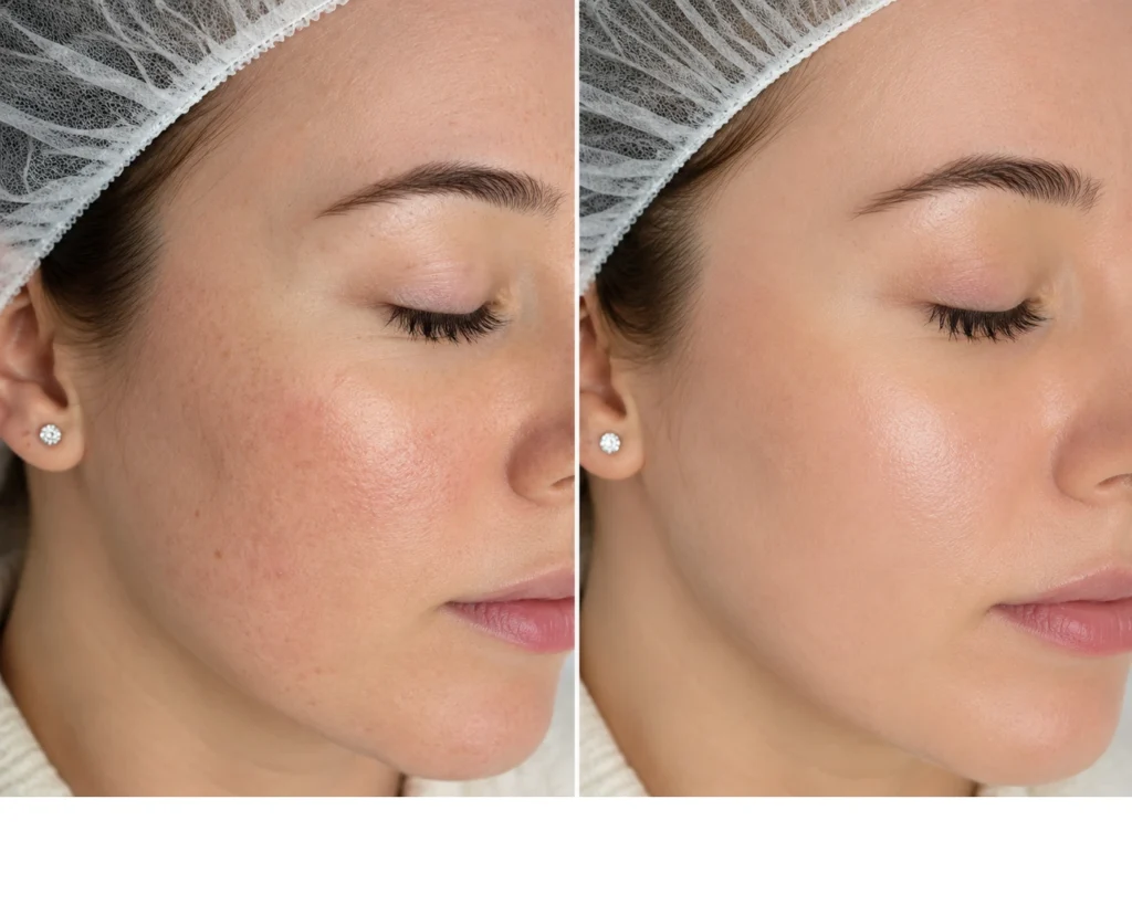 Dermaplaning treatment at Enfield Royal Clinic serving Bridgewater, showing professional facial exfoliation for smoother, brighter-looking skin.