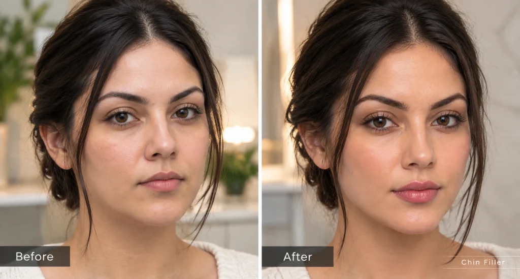 Dermal fillers for chin before and after treatment in Branchburg, NJ, serving Bridgewater