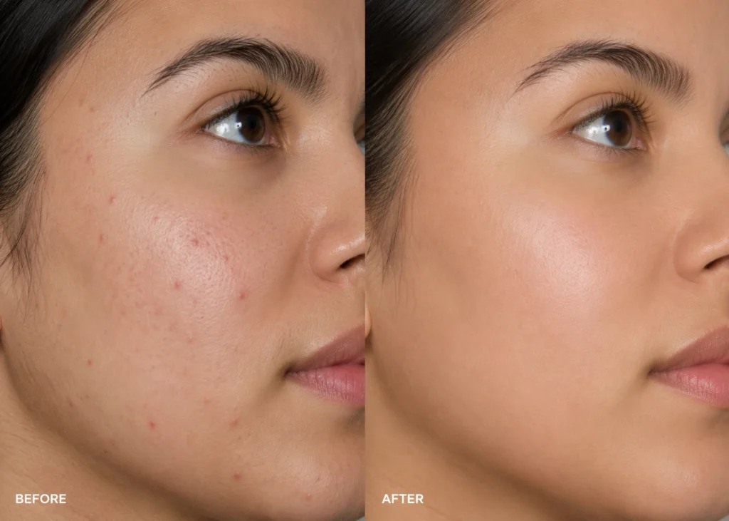 Woman with clear, radiant skin representing HydraFacial treatment at Enfield Royal Clinic serving Bridgewater, New Jersey.