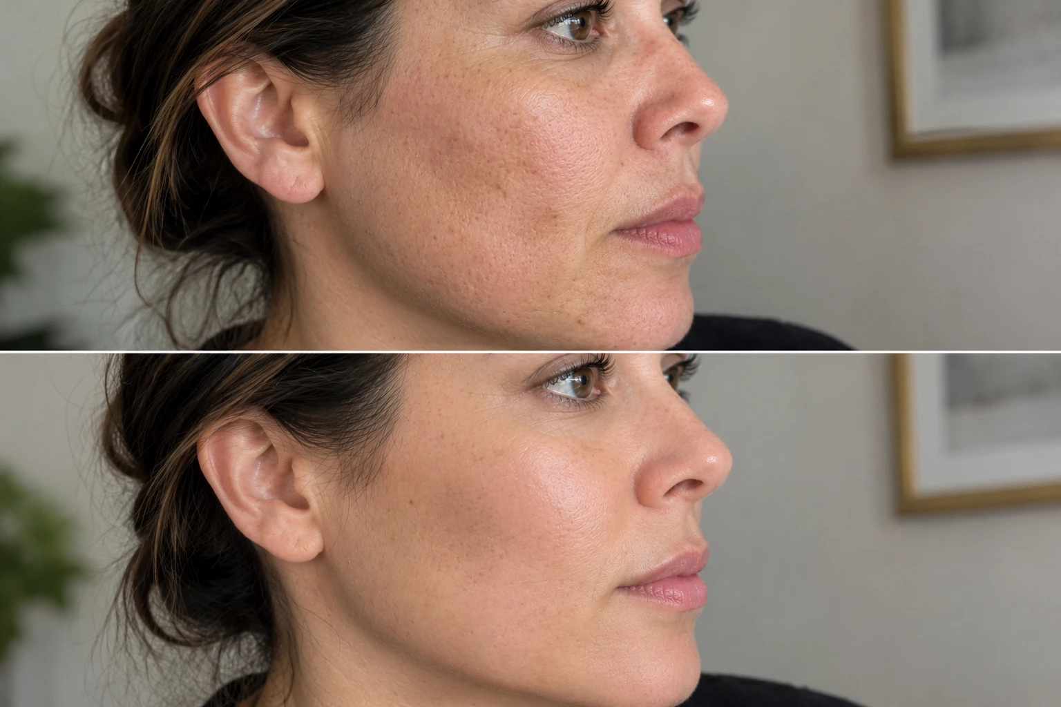 Microneedling treatment near Somerville NJ at Enfield Royal Clinic showing natural skin rejuvenation before and after treatment.