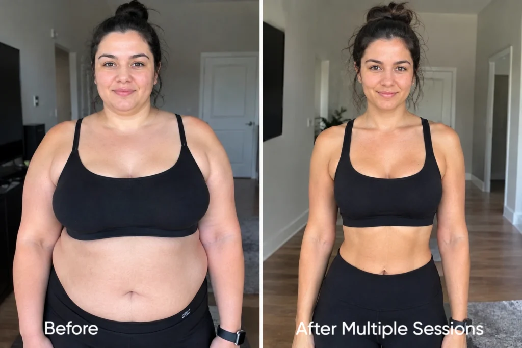 Weight loss before and after multiple treatment sessions at Enfield Royal Clinic Branchburg NJ