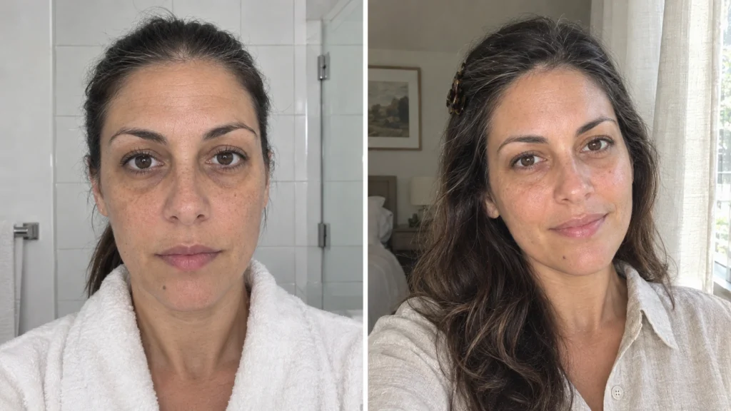 Woman before and after IV therapy wellness treatment in Somerville, NJ