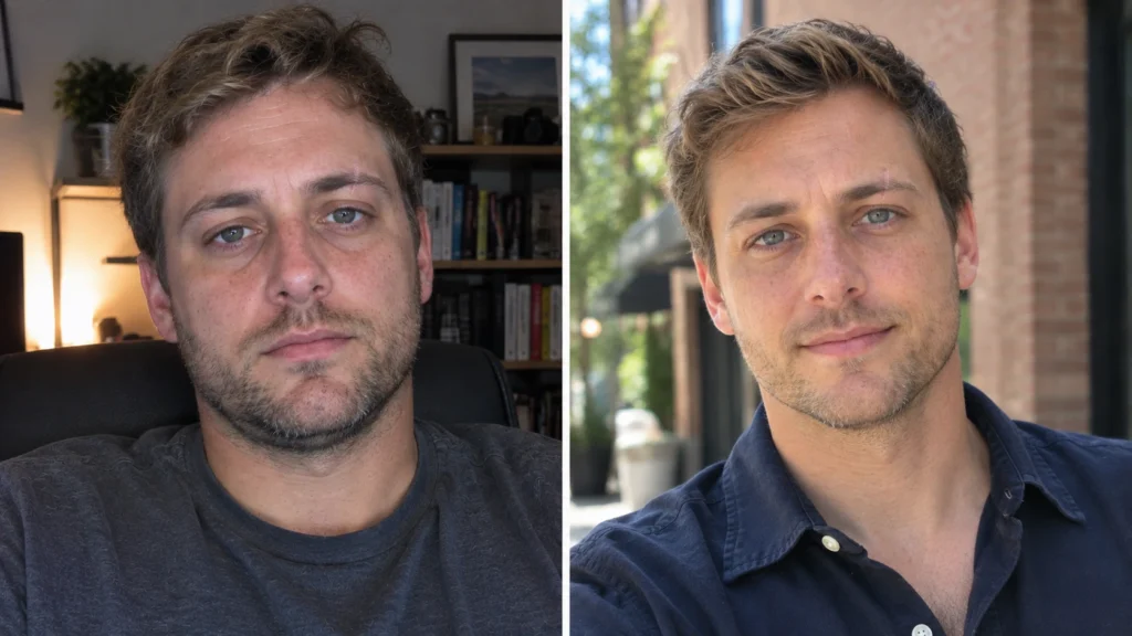 Man before and after IV therapy and wellness treatment in Somerville, NJ