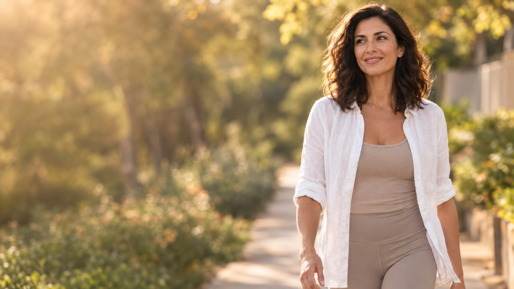 Woman walking outdoors representing weight loss treatment in Somerville, NJ