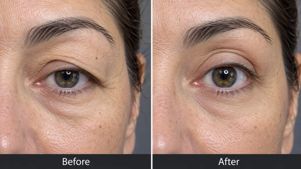 Non-surgical upper eyelid rejuvenation treatment for a refreshed eye appearance at Enfield Royal Clinic in Branchburg, NJ.