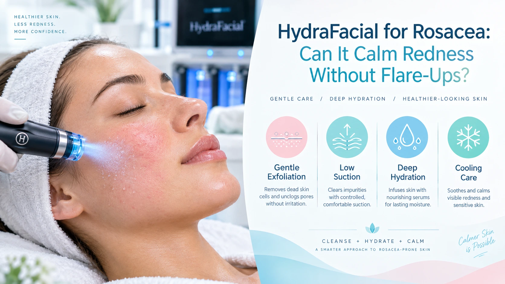 HydraFacial for rosacea-prone skin to help calm redness and support hydration at Enfield Royal Clinic, New Jersey.