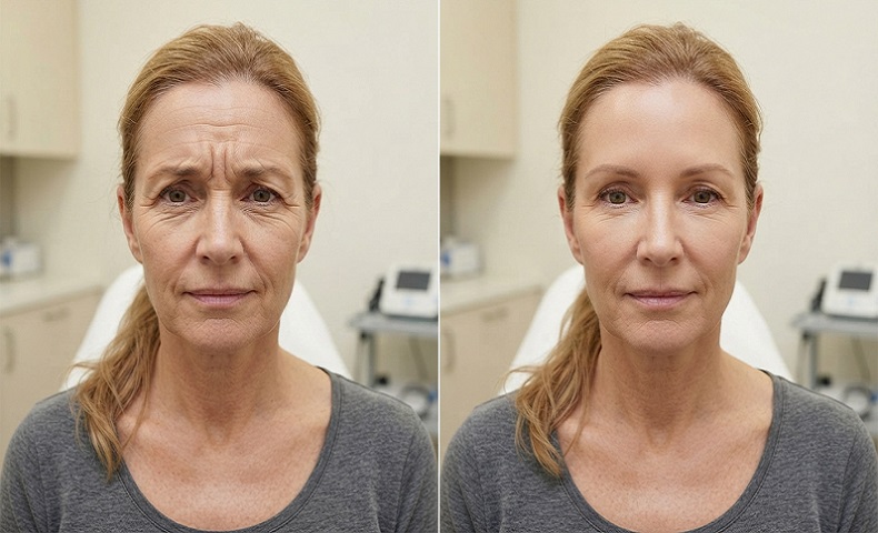 Visible Botox results showing smoother forehead lines and reduced crow's feet after treatment at Enfield Royal Clinic in Tomball, TX.