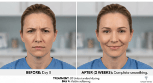 Glabellar Botox before and after results for frown lines