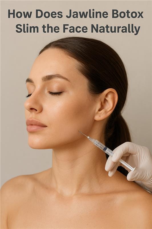Young woman with defined jawline showing natural slimming effect of jawline Botox