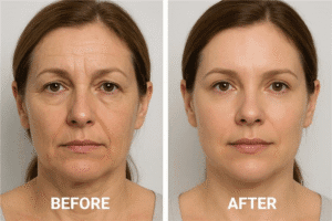 Close-up of jawline definition improvement with Masseter Botox