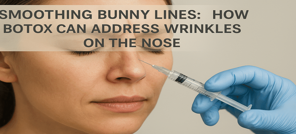 Woman receiving Botox treatment on the nose to smooth bunny lines and reduce wrinkles