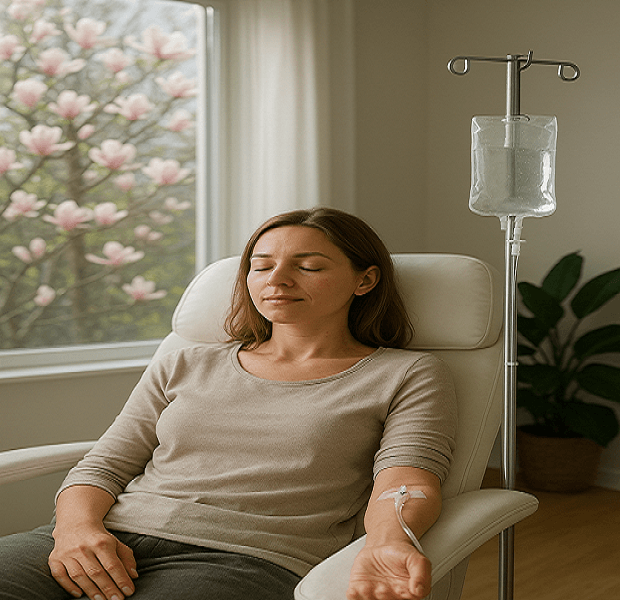 Patient receiving IV therapy in Magnolia for hydration and wellness
