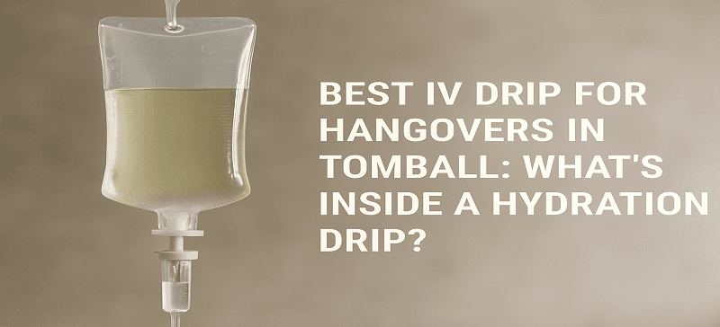 Best IV drip for hangovers in Tomball showing hydration drip ingredients and wellness infusion setup