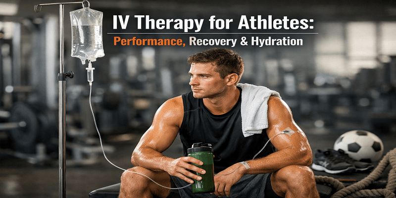 Athlete receiving IV therapy to support performance, recovery, and hydration