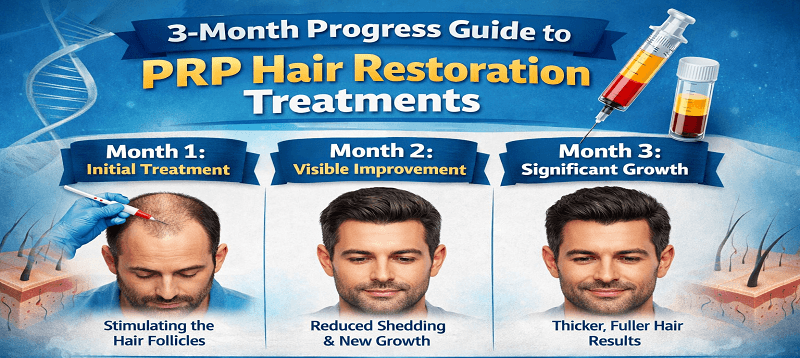 Patient showing 3-month hair growth progress after PRP hair restoration treatment