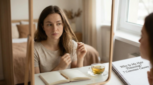 Hair thinning in women showing visible scalp and reduced hair density