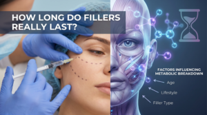 Patient receiving dermal filler injections to restore facial volume and improve skin appearance
